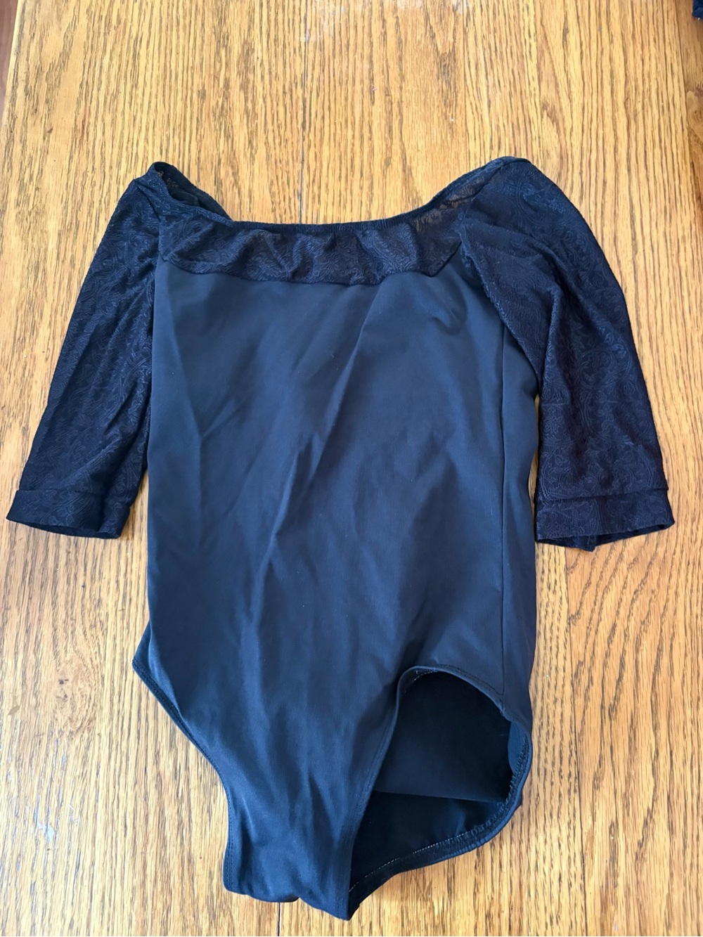 Black Dance Leotard with Lace Sleeves - Kids Costume
